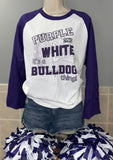 Purple & White Bulldogs Raglan Tee