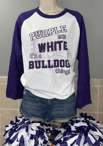 Purple & White Bulldogs Raglan Tee