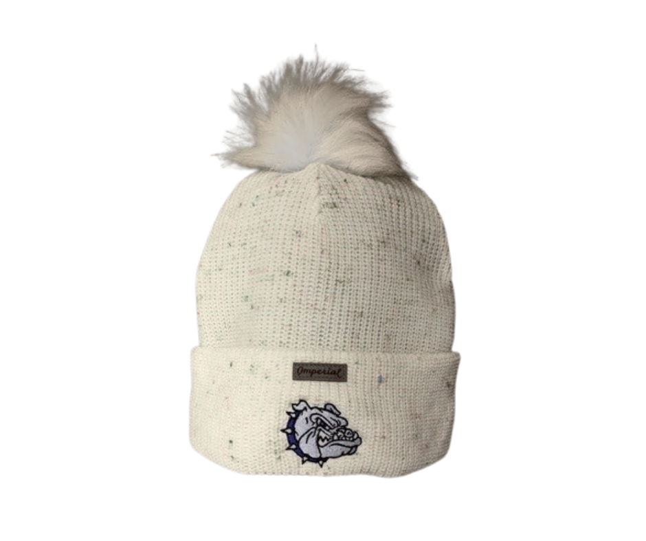 Bulldog Pom Cuffed Beanie