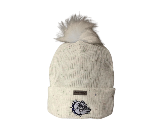 Bulldog Pom Cuffed Beanie