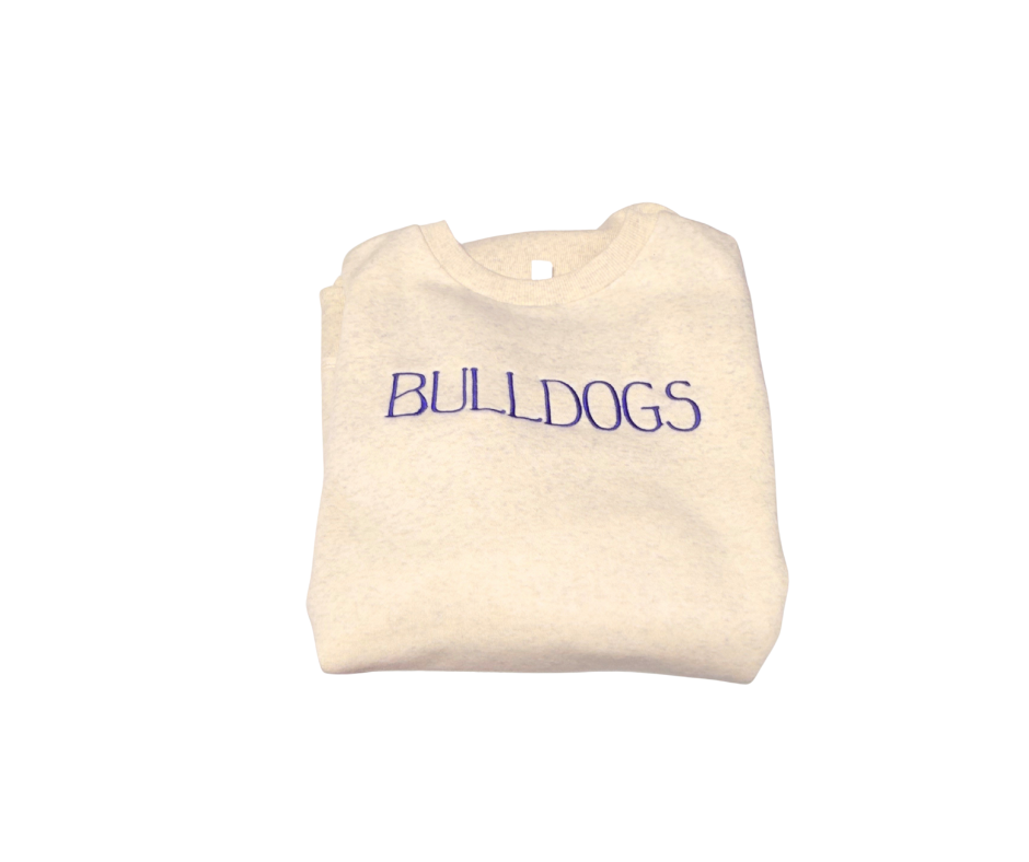 Ladies Bulldog Embroidered Crewneck