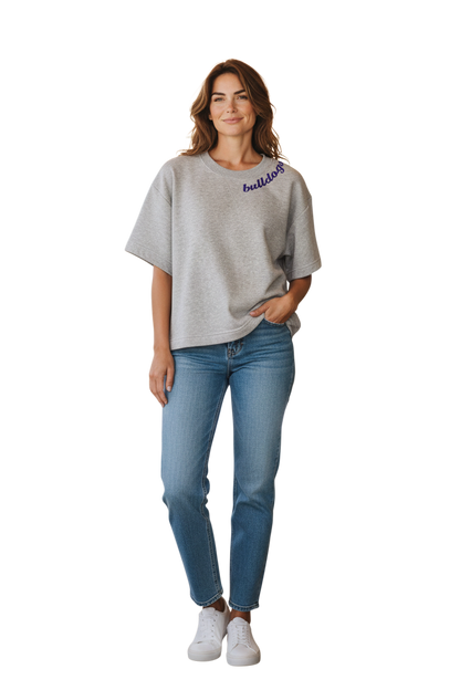 Ladies Embroidered Collar Boxy Top