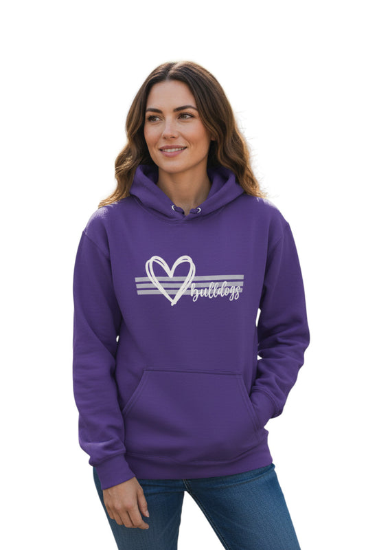 Bulldogs Sparkle Heart Hoodie