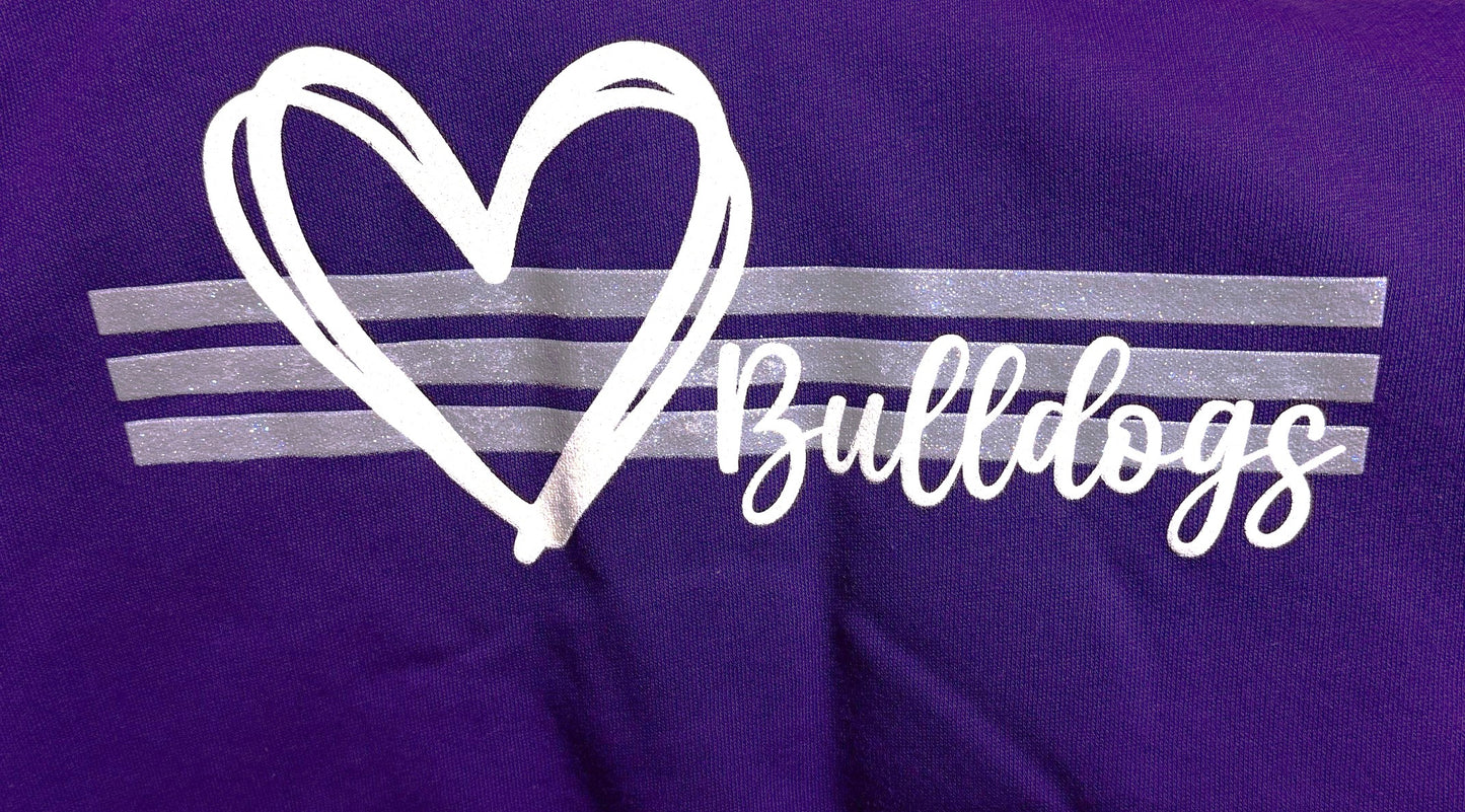 Bulldogs Sparkle Heart Hoodie
