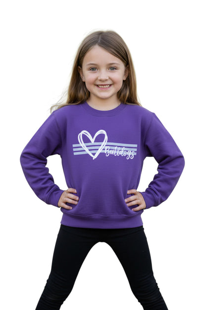 Youth Bulldogs Glitter Heart Crewneck
