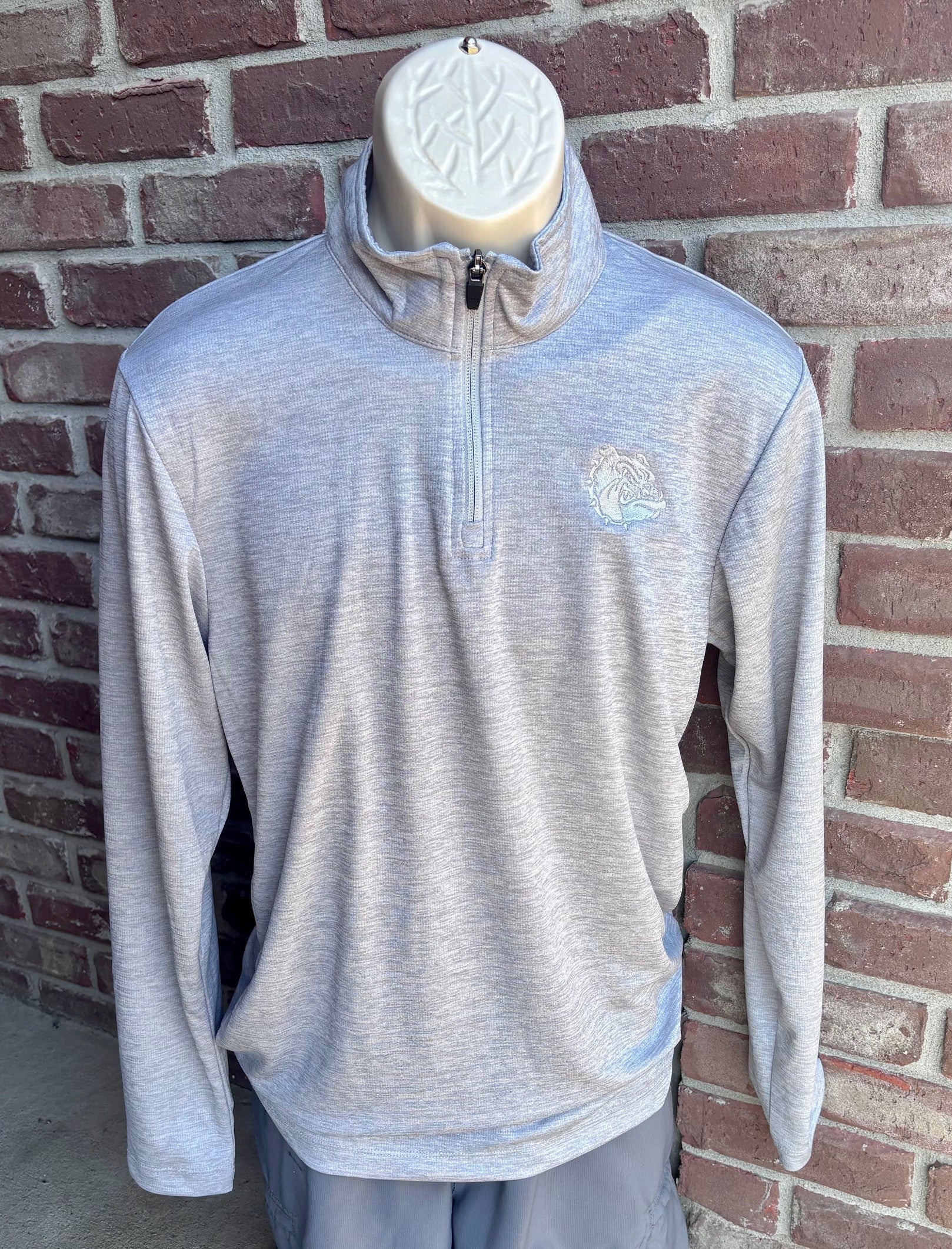 Grey Tonal Bulldog 1/4 Zip