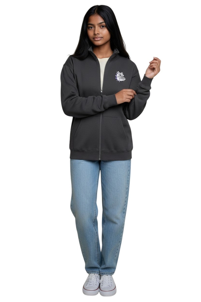 Embroidered Bulldog Full-Zip Sweatshirt