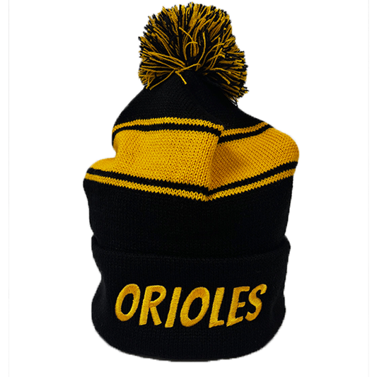 Orioles Striped Pom Beanie