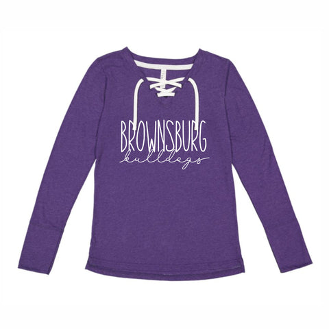 Brownsburg Ladies Lace-Up Long Sleeve T-Shirt